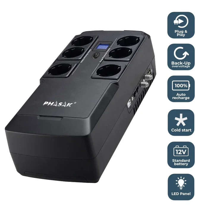 Phasak Kryptos 800VA 480W Interactivo Grafito