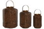 DKD Home Decor Set de 3 Portavelas de Metal con Acabado Envejecido
