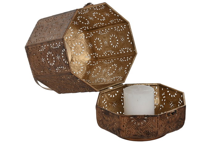 DKD Home Decor Portavelas Árabe Marrón Dorado Metal Set de 3 26 x 38.5 x 26 cm DKD Home Decor Portavelas Árabe Marrón Dorado Metal Set de 3 26 x 38.5 x 26 cm