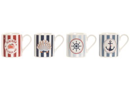 DKD Home Decor Tazas de Porcelana New Bone 70ml Surtido de Colores