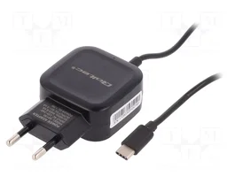Qoltec Cargador de red 17W con puerto USB y cable USB tipo C, 5V 3.4A