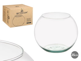 Giftdecor Pecera Cristal Transparente 34x34x27.5 cm (35cm) con Boca de 21 cm