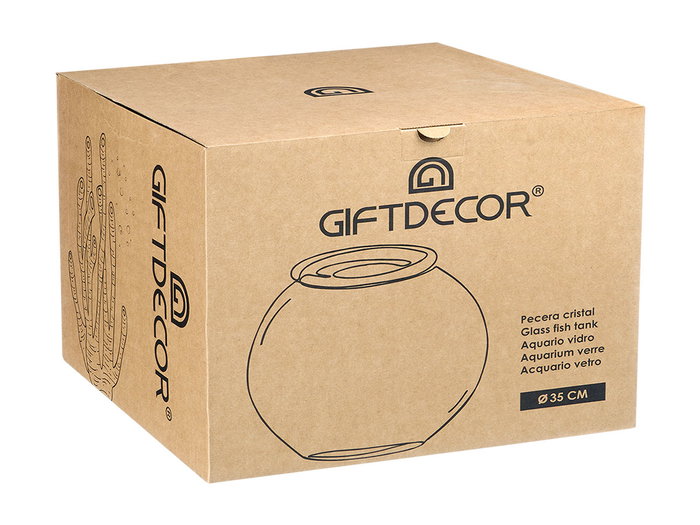 Giftdecor Pecera Cristal Transparente 34x34x27.5 cm (35cm) con Boca de 21 cm Giftdecor Pecera Cristal Transparente 34x34x27.5 cm (35cm) con Boca de 21 cm