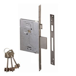 Cisa Cerradura de Borjas 57250.60.0 Embutir 60mm Picaporte y Palanca 4 Vueltas Níquel con 3 Llaves