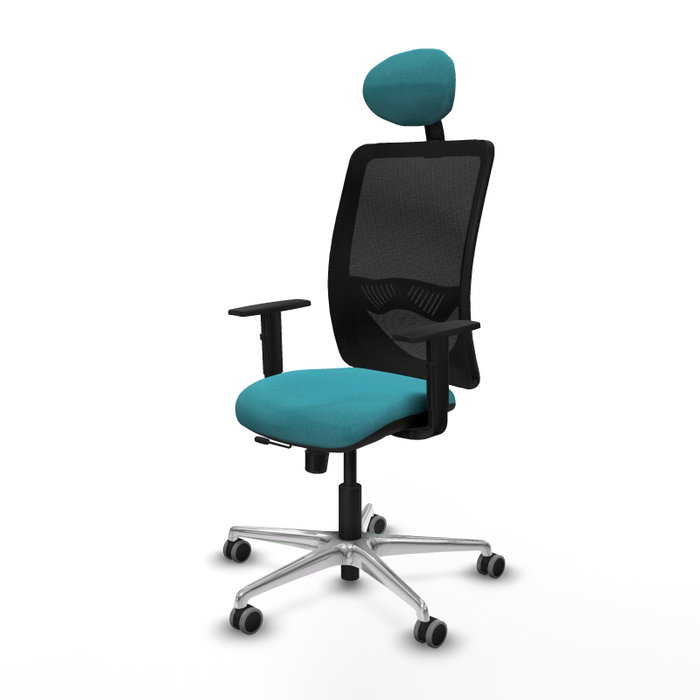 PIQUERAS Y CRESPO Silla de oficina Zulema con mecanismo Sincro/Traslack, Turquesa y Negro