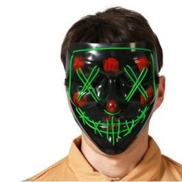 Máscara Halloween De Asesino Con Luz LED Verde para Adulto, Hombre, Terror, Fiesta