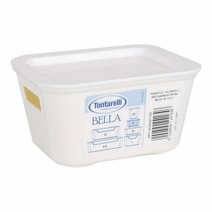 Caja de Almacenaje con Tapa Bella Blanco 13,9 x 11,4 x 7,2 cm (12 Unidades)