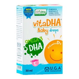 UGA NUTRACEUTICALS Vitadha Baby Gotas 30 Ml con DHA, Vitamina D3 y Vitamina E