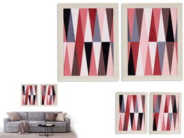 Giftdecor Cuadro Forma Geométrica Rosa 61x81 cm Estampado Geométrico DM (Set de 2)
