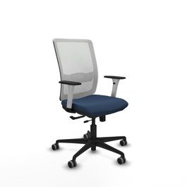 PIQUERAS Y CRESPO Silla de oficina Haches con mecanismo Sincro/Traslack Azul marino y Blanco