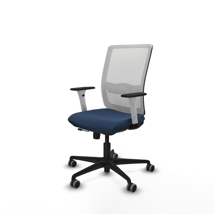 PIQUERAS Y CRESPO Silla de oficina Haches con mecanismo Sincro/Traslack Azul marino y Blanco