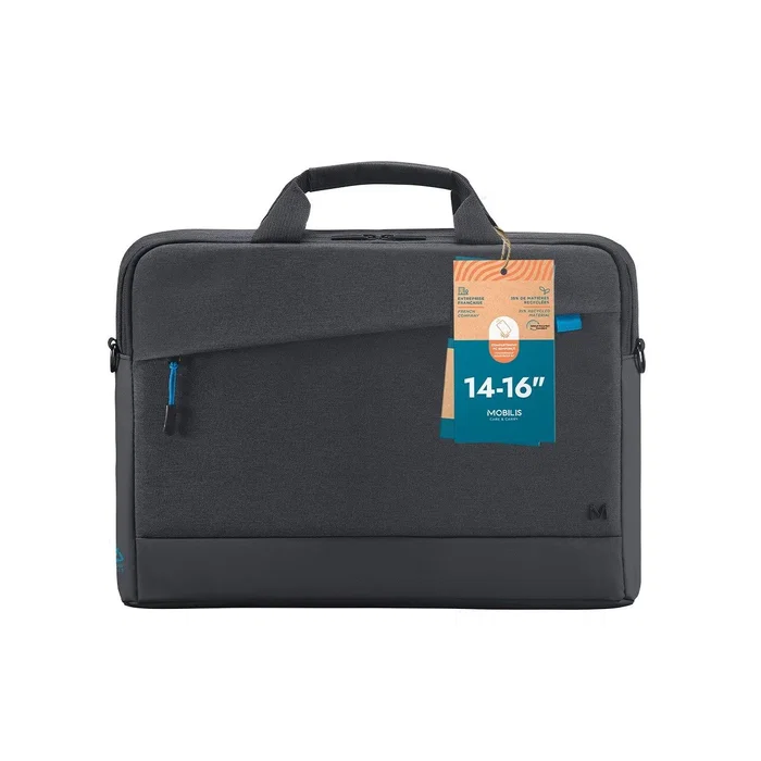 Mobilis 025028 Maletín Portátil 40,6 cm (16") Negro - Poliéster Reciclado, Resistente al Agua, Unisex, Tirante para Hombro