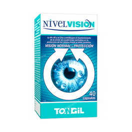 TONGIL Nivelvision 40 Cápsulas - Complemento Visión con Luteína, Zeaxantina, Omega 3 Vegano, Ácido Hialurónico, Ginkgo Biloba y Vitaminas