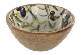 DKD Home Decor Bol de Mango Lacado Verde Olivo 25