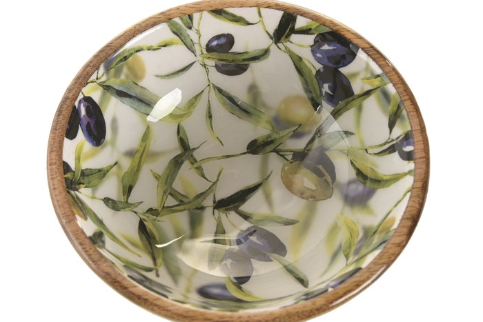 DKD Home Decor Bol de Mango Lacado Verde Olivo 25