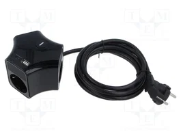PLASTROL Prolongador de alimentación H05VV-F 3G1,5mm2 2m negro