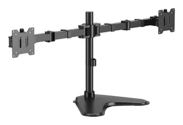 AISENS - SOPORTE DE MESA CON PEANA ECO GIRATORIO E INCLINABLE PARA MONITOR/TV 20KG (3 PIVOTES, 2 BRAZOS) DE 17-35, NEGRO