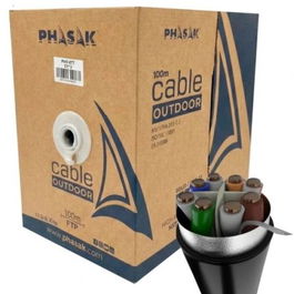 Phasak Cable de Red Exterior PHR 671 Cat.6 FTP 100m - Bobina con Conductor CCA Sólido AWG23 para Instalación Profesional