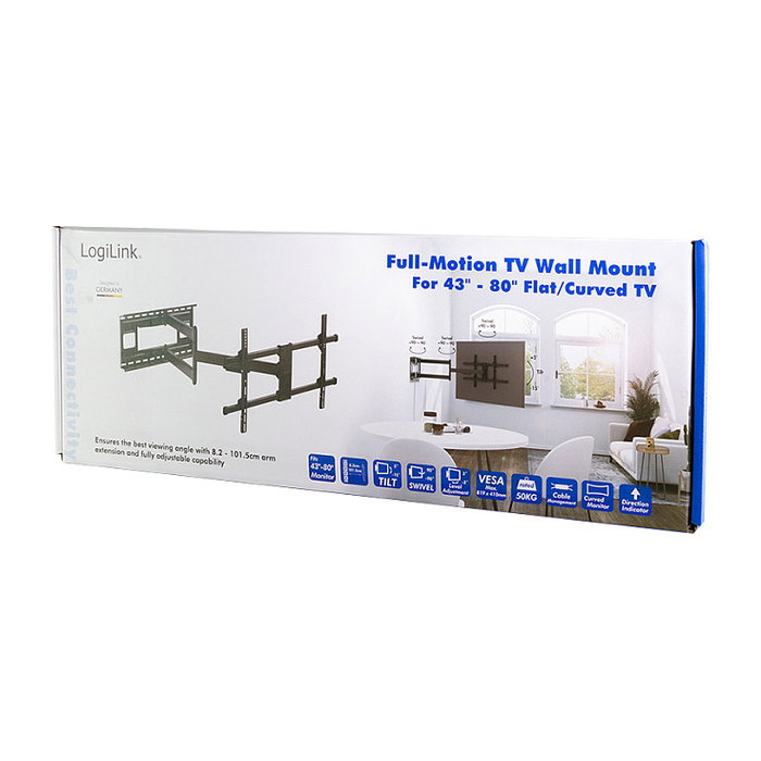 LogiLink Soporte de pared para TV 43-80 pulg, 50 kg, orientable