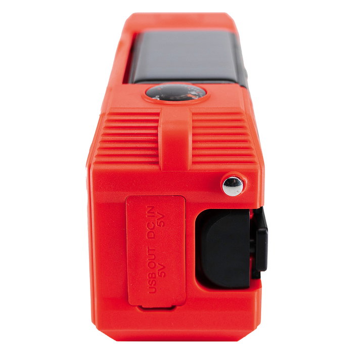 Albrecht DR 112 Radio Digital DAB+/UKW con Manivela, USB-C, Resistente al Agua IPX5, FM, Autonomía 10h, Negro/Rojo