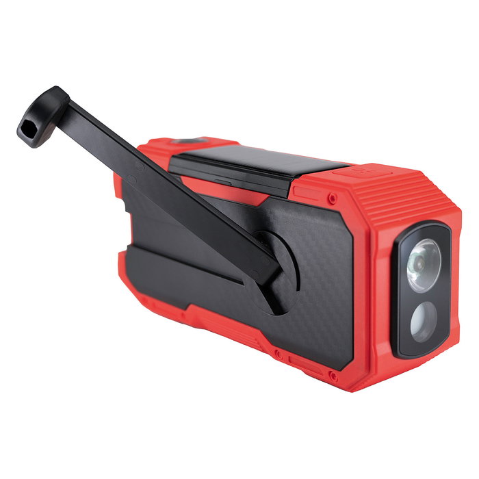 Albrecht DR 112 Radio Digital DAB+/UKW con Manivela, USB-C, Resistente al Agua IPX5, FM, Autonomía 10h, Negro/Rojo