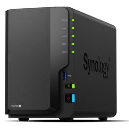 Synology DiskStation DS225+ Servidor NAS 2 bahías, procesador Intel Celeron J4125, 2 GB RAM DDR4, puerto 2.5GbE, hasta 40 TB, compatible RAID 0/1