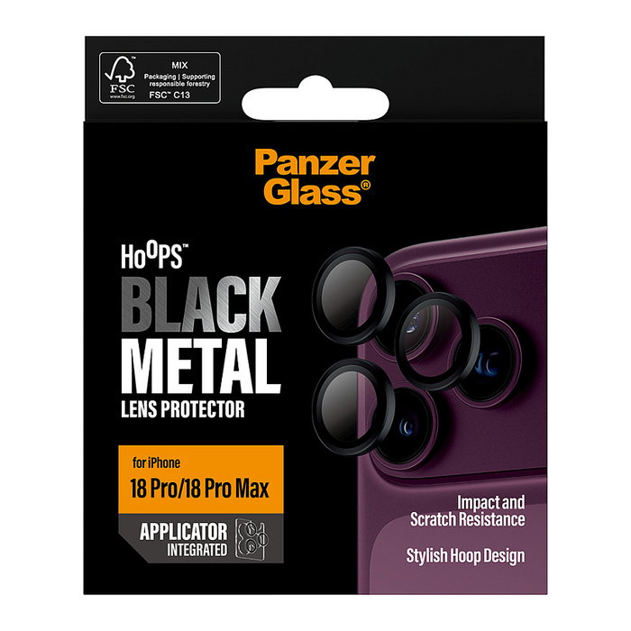 Panzerglass Protector de lente de cámara para iPhone 18 Pro y 18 Pro Max, negro
