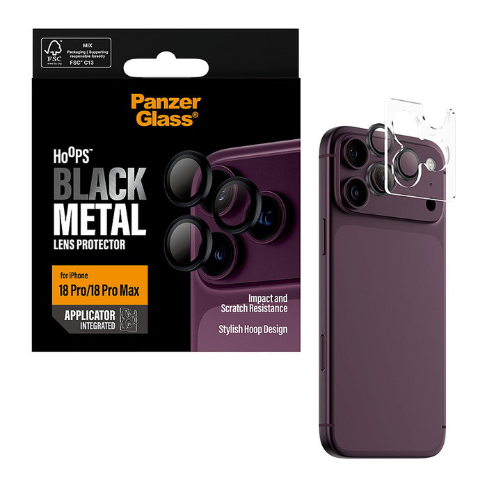 Panzerglass Protector de lente de cámara para iPhone 18 Pro y 18 Pro Max, negro