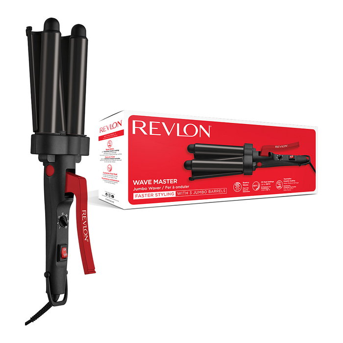 Revlon RVIR3056UKE Master Jumbo Tong - Kit de peluquería con rizador de cerámica, negro/rojo Revlon RVIR3056UKE Master Jumbo Tong - Kit de peluquería con rizador de cerámica, negro/rojo