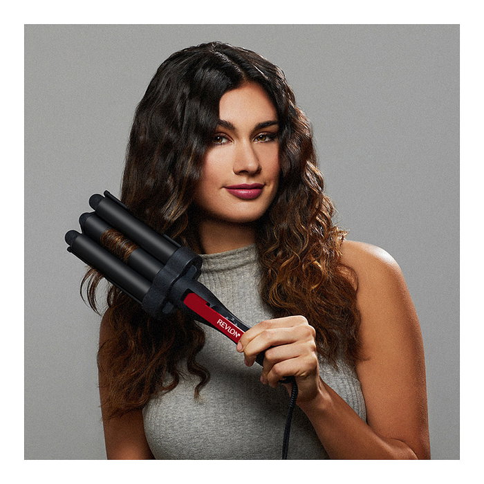 Revlon RVIR3056UKE Master Jumbo Tong - Kit de peluquería con rizador de cerámica, negro/rojo Revlon RVIR3056UKE Master Jumbo Tong - Kit de peluquería con rizador de cerámica, negro/rojo