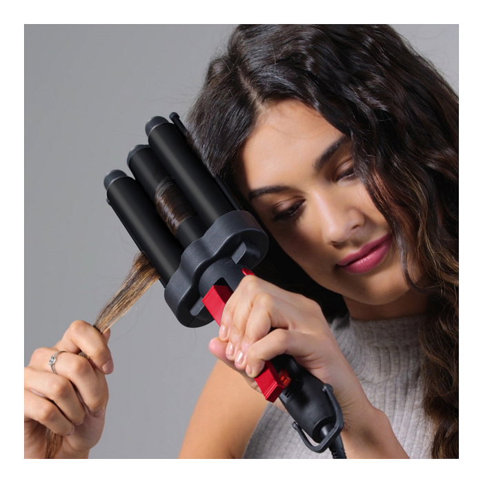 Revlon RVIR3056UKE Master Jumbo Tong - Kit de peluquería con rizador de cerámica, negro/rojo Revlon RVIR3056UKE Master Jumbo Tong - Kit de peluquería con rizador de cerámica, negro/rojo