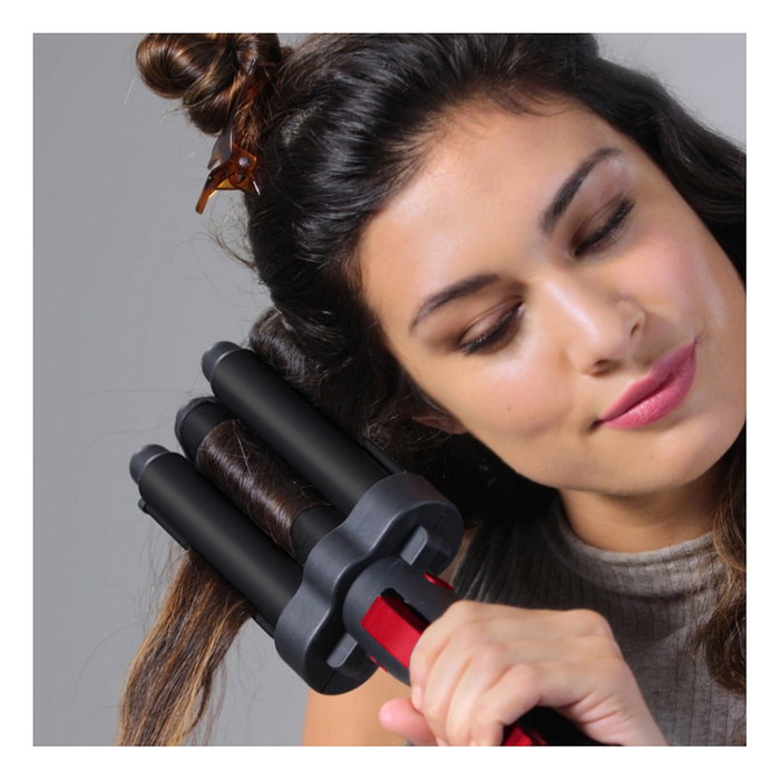 Revlon RVIR3056UKE Master Jumbo Tong - Kit de peluquería con rizador de cerámica, negro/rojo Revlon RVIR3056UKE Master Jumbo Tong - Kit de peluquería con rizador de cerámica, negro/rojo