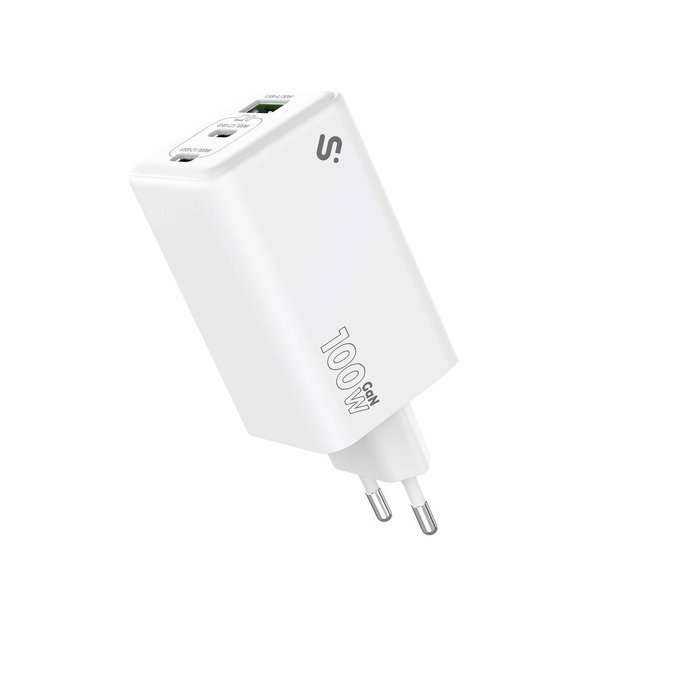 Subblim Cargador GaN 100W con 2xUSB-C y 1xUSB-A Blanco