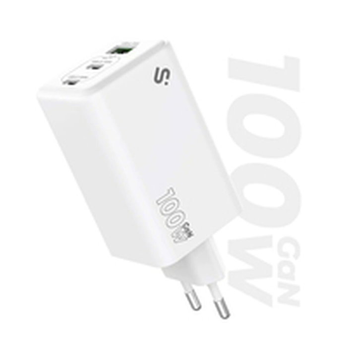 Subblim Cargador GaN 100W con 2xUSB-C y 1xUSB-A Blanco