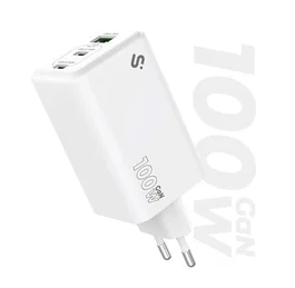 Subblim Cargador GaN 100W con 2x USB-C y 1x USB-A Blanco SUBCHG-6G1003