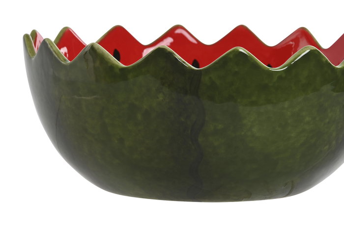 DKD Home Decor Fruits 24 Bol Gres Moderno Mediterraneo Verde Rojo 15x15x6.5 cm (4 Unidades)
