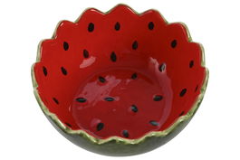 DKD Home Decor Fruits 24 Bol Gres Moderno Mediterraneo Verde Rojo 15x15x6.5 cm (4 Unidades)