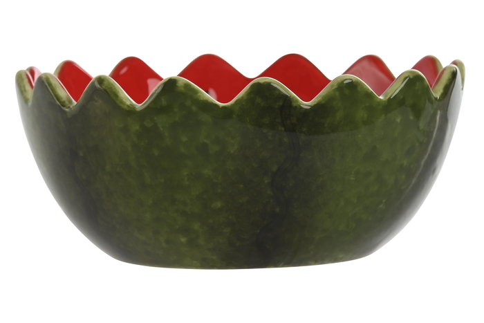 DKD Home Decor Fruits 24 Bol Gres Moderno Mediterraneo Verde Rojo 15x15x6.5 cm (4 Unidades)