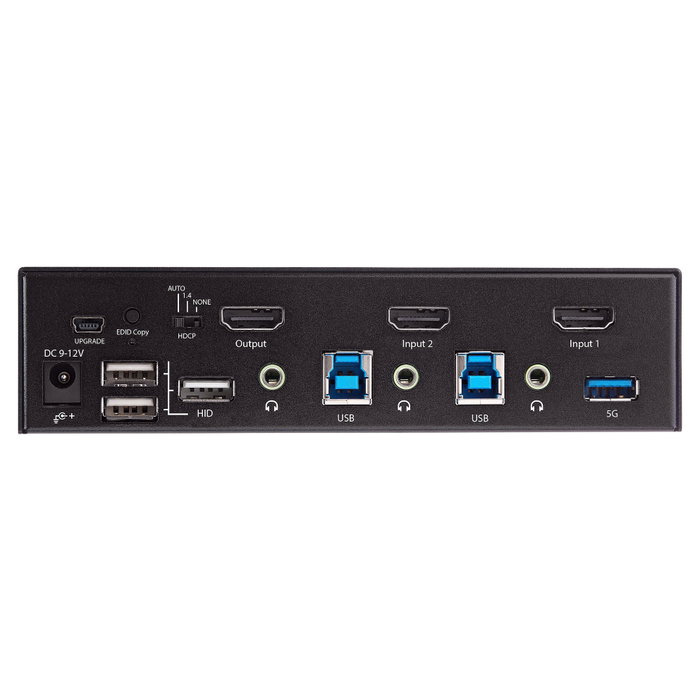 Startech Conmutador KVM 2x1 HDMI 2.0 4K 60Hz con Hub USB, 2 Ordenadores 1 Monitor/Teclado/Ratón