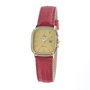 Tetra Reloj 125-CC-L con correa de cuero roja y caja dorada