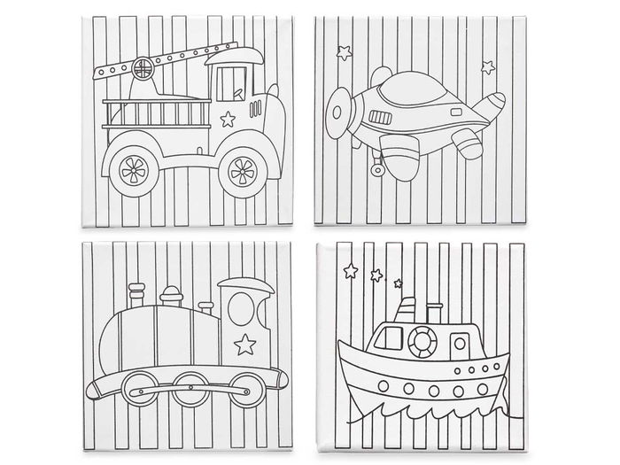 Pincello Lienzo para Manualidades 25x25 cm con Vehículos Surtidos (Set de 24)