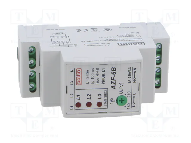 POLLIN AZF-6B Relé de monitorización de tensión 3 x 400V AC 8A
