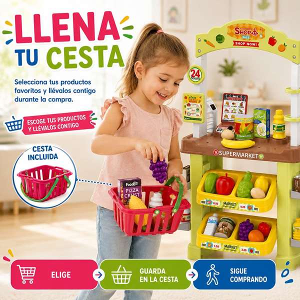 Jugatoys Mini Supermarket con cesta, peso y accesorios
