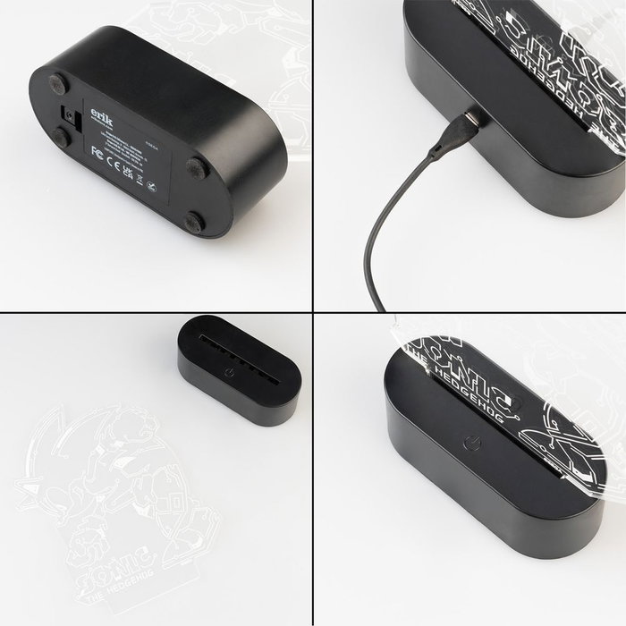 ERIK Lámpara LED Sonic the Hedgehog con Múltiples Modos de Iluminación - Fabricada en ABS y Metacrilato - Funciona con Pilas AAA o USB-C