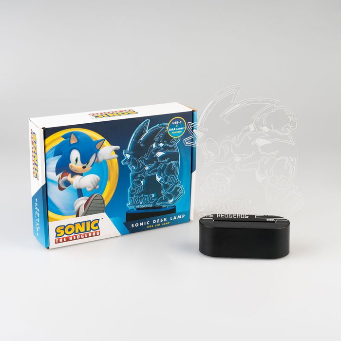 ERIK Lámpara LED Sonic the Hedgehog con Múltiples Modos de Iluminación - Fabricada en ABS y Metacrilato - Funciona con Pilas AAA o USB-C
