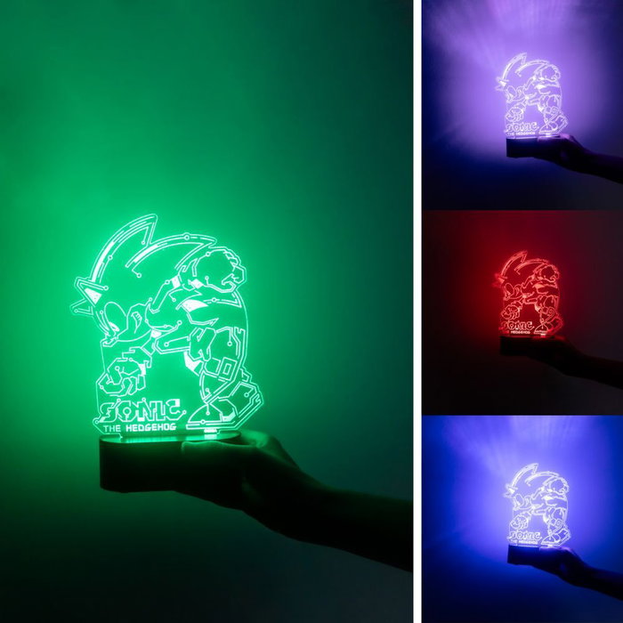 ERIK Lámpara LED Sonic the Hedgehog con Múltiples Modos de Iluminación - Fabricada en ABS y Metacrilato - Funciona con Pilas AAA o USB-C