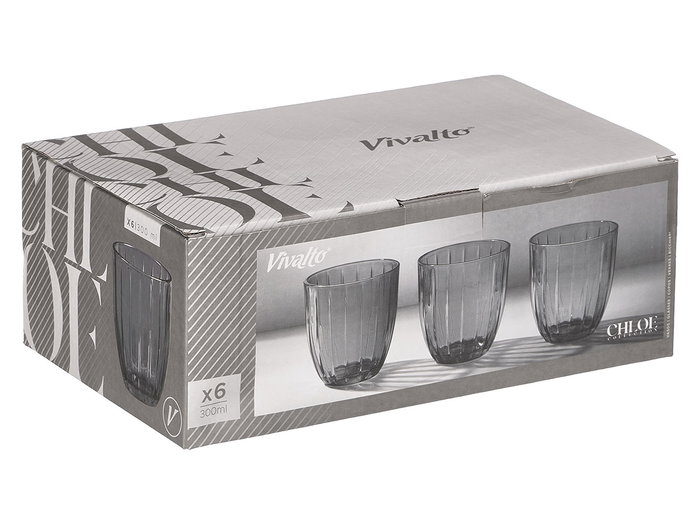 Vivalto Vaso Agua Rayas 300 ml Gris Humo 8.5x9.5x8.5 cm (Set de 24) Vivalto Vaso Agua Rayas 300 ml Gris Humo 8.5x9.5x8.5 cm (Set de 24)
