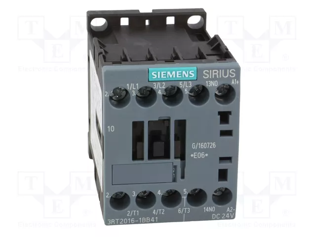 Siemens 3RT20161BB41 Schütz AC-3 4kW/400V 1S 24VDC 3p S00