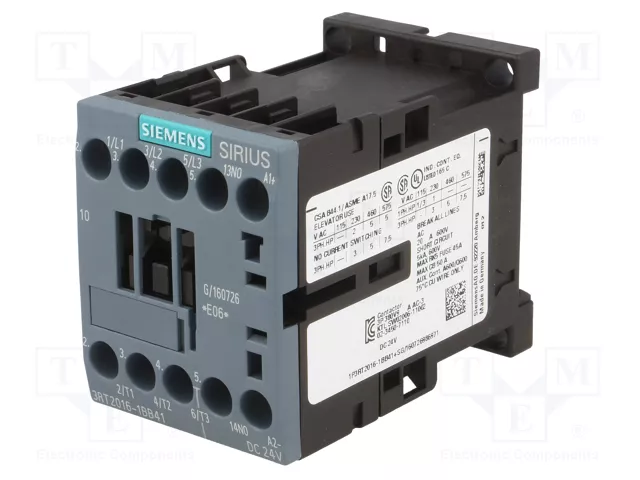 Siemens 3RT20161BB41 Schütz AC-3 4kW/400V 1S 24VDC 3p S00