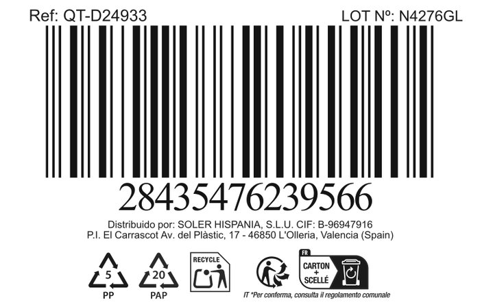 Quttin Recipiente Rectangular con 2 Compartimentos, 1.4 L (6 Unidades)